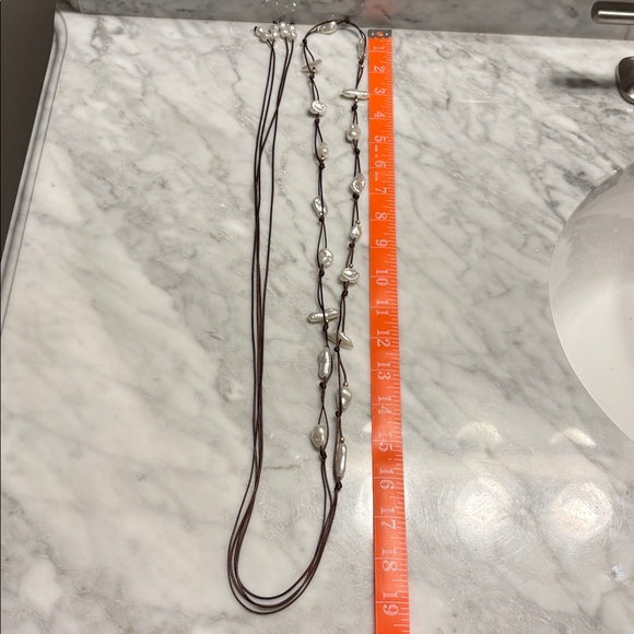 🤍Elegant Pearl and Brown String Belt / Necklace - Picture 6 of 6